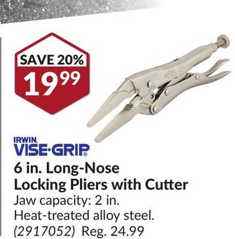 Princess Auto 6 in. long-nose locking pliers with cutter offer