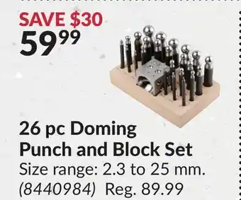 Princess Auto 26 pc doming punch and block set offer