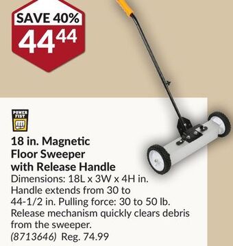 Princess Auto 18 in. magnetic floor sweeper with release handle offer