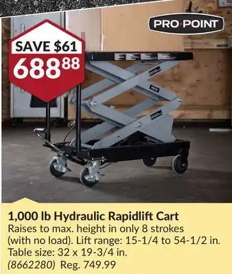 Princess Auto 1,000 lb hydraulic rapidliftcart offer