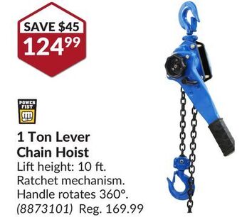 Princess Auto 1 ton lever chain hoist offer