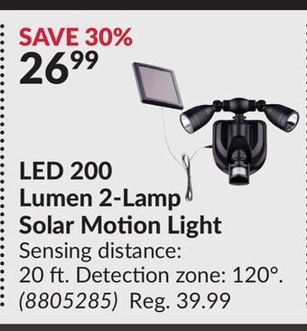 Princess Auto Led 200 lumen 2-lamp solar motion light offer