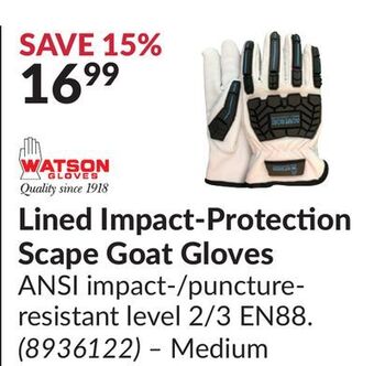 Princess Auto Lined impact-protection scape goat gloves offer