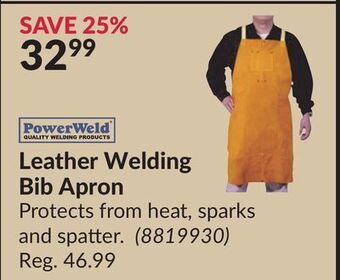 Princess Auto Leather welding bib apron offer