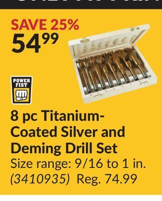 Princess Auto 8 pc titanium-coated silver and deming drill set offer