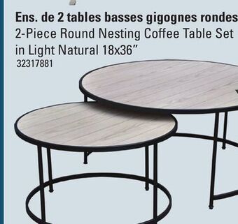 Sushi Shop 2-piece round nesting coffee table set in light natural 18x36" offer