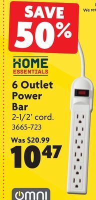 Home Hardware 6 outlet power bar offer