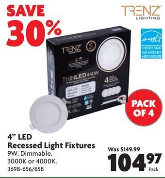 Home Hardware 4" led recessed light fixtures offer