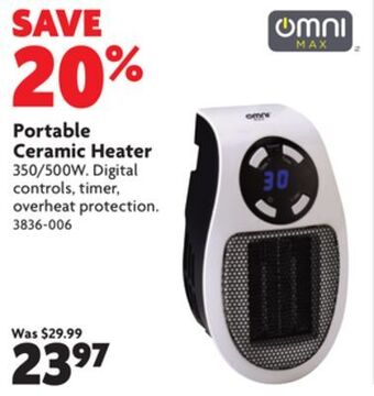 Home Hardware Portable ceramic heater offer