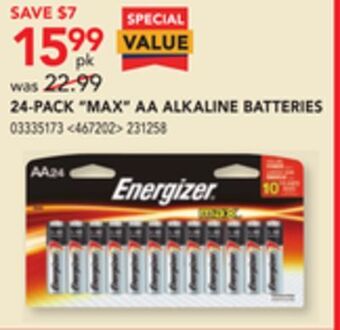 RONA Energizer 24-pack "max" aa alkaline batteries offer