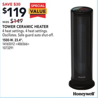 RONA Honeywell tower ceramic heater 23.4" offer