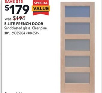 RONA 5-lite french door 30" offer