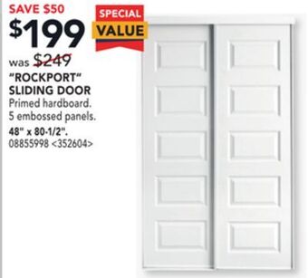 RONA Colonial elegance "rockport" sliding door 48" x 80-1/2" offer