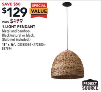 RONA Project source 1-light pendant 18" x 16" offer
