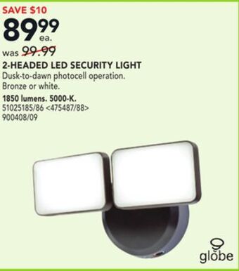 RONA Globe 2-headed led security light offer