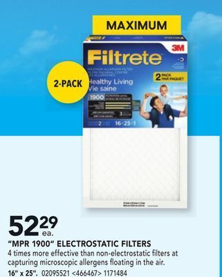RONA 3m "mpr 1900" electrostatic filters 16" x 25" offer