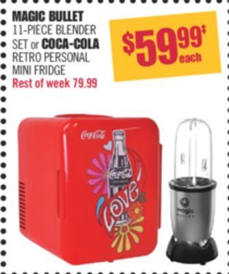 Shoppers Drug Mart Magic bullet 11-piece blender set or coca-cola retro personal mini fridge offer