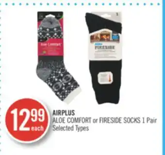 Shoppers Drug Mart Airplus aloe comfort or fireside socks 1 pair offer