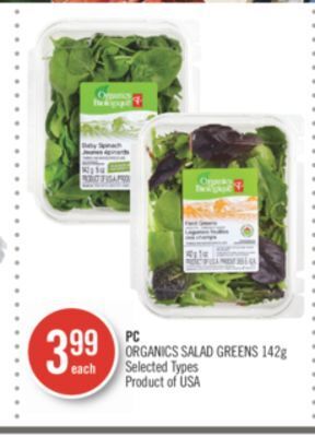 Shoppers Drug Mart Pc organics salad greens offer