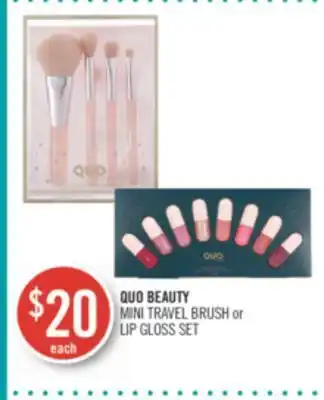 Shoppers Drug Mart Quo beauty mini travel brush or lip gloss set offer