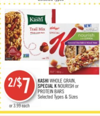 Shoppers Drug Mart Kashi whole grain, special k nourish or protein bars offer
