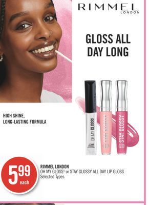 Shoppers Drug Mart Rimmel london oh my gloss! or stay glossy all day lip gloss offer