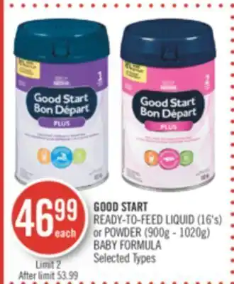 Shoppers Drug Mart Nestle good start ready-to-feed liquid (16's) or powder (900g - 1020g) baby formula offer