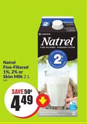 FreshCo Natrel fine-filtered 1%,2% or skim milk 2 l offer