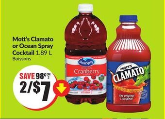 FreshCo Mott's clamato or ocean spray cocktail 1.89 l offer