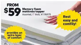 Giant Tiger Memory foam mattress topper offer
