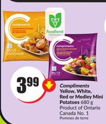 Chalo FreshCo Compliments yellow, white, red or medley mini potatoes 680 g product of ontario canada no. 1 offer
