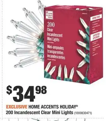 Home Depot Home accents holiday® 200 incandescent clear mini lights offer