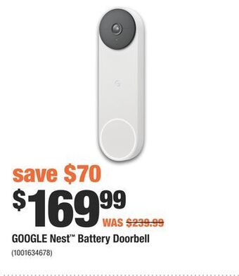 Home Depot Google nest™ battery doorbell offer