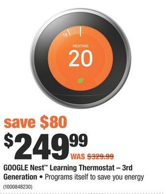 Home Depot Google nest™ learning thermostat – 3rd generation offer