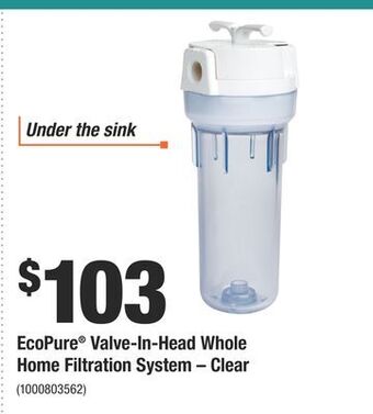 Home Depot Ecopure® valve-in-head whole home filtration system – clear offer