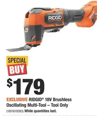 Home Depot Ridgid® 18v brushless oscillating multi-tool – tool only offer