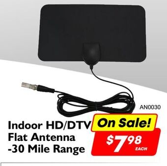 Factory Direct Debranded indoor hd/dtv flat antenna -30 mile range offer