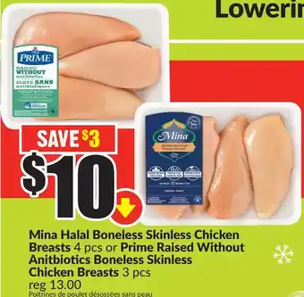 FreshCo Mina halal boneless skinless chicken breasts or prime raised without antibiotics or prime raised without antibiotics boneless offer