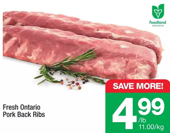 Highland Farms Fresh ontario pork back ribs offer