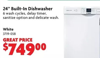 Home Hardware 24" built-in dishwasher: white offer