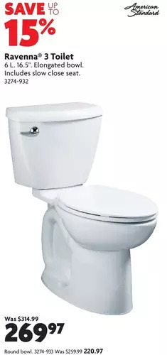 Home Hardware Ravenna 3 toilet: elongated bowl | round bowl offer