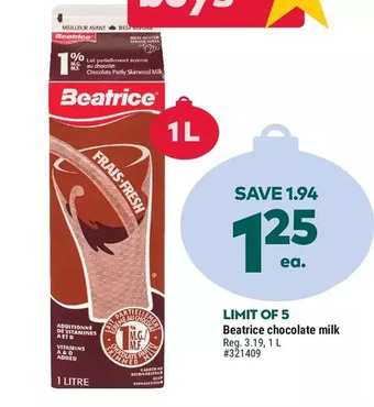 Giant Tiger Beatrice chocolate milk offer