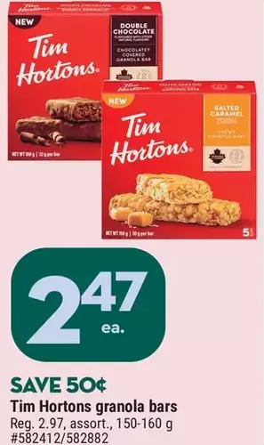 Giant Tiger Tim hortons granola bars offer