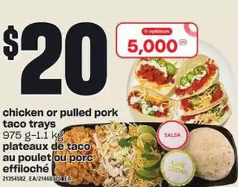 Independent Grocer Chicken or pulled pork taco trays offer