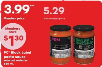 Independent Grocer Pc black label pasta sauce offer