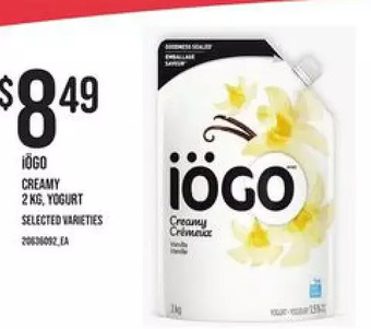 Independent Grocer Iogo creamy yogurt offer