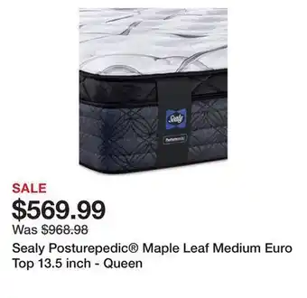 Sealy posturepedic® maple leaf medium euro top 13.5 inch - queen