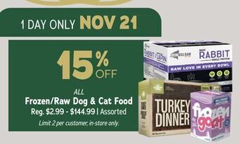 Ren’s Pets Depot All frozen/raw dog & cat food offer