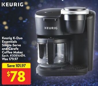 Walmart Keurig k-duo essentials single-serve and carafe coffee maker offer