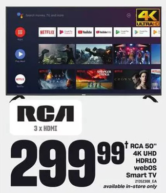 Loblaws Rca 50" 4k uhd hdr10 webos smart tv offer